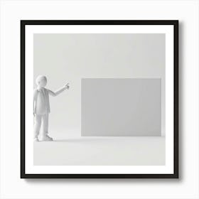 Businessman Pointing At Blank Sign Art Print