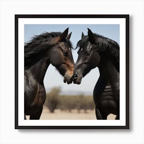 Two Horses Kissing Art Print