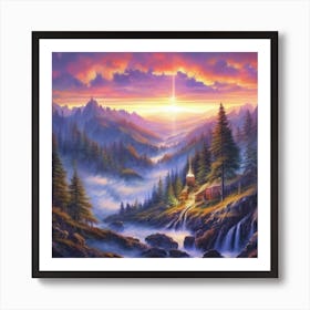 Sunrise In The Mountains Art Print