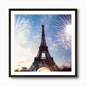 Fireworks Over The Eiffel Tower Art Print