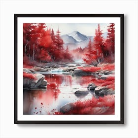 Red Water art Watercolor Art Print