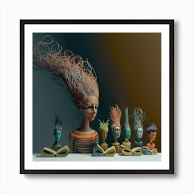 Illustration, Poster, Surreal, Wire Art, Children Reading Book, Living room ,Bedroom , Art Print Art Print