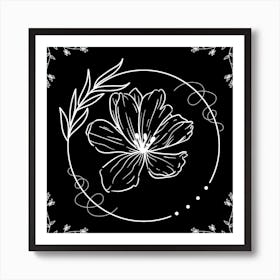 Floral Black & White Abstract Design Art Print