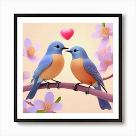 Firefly Two Birds Showing Love Art Print