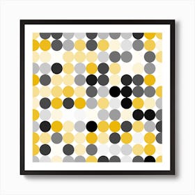 Yellow And Black Polka Dots Art Print