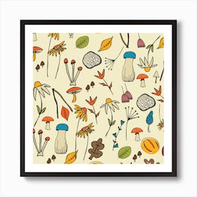 Mushroom Ivory Square Art Print