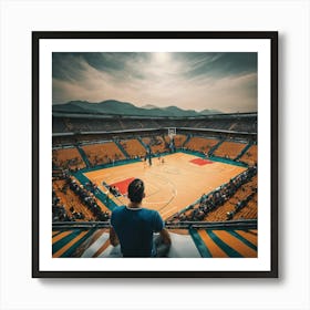 Man Watching Basketball Game Art Print