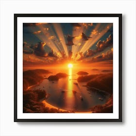 Sunset Over The Ocean Affiche