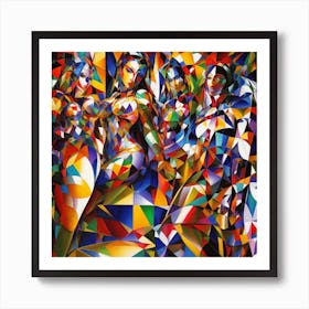 A Mosaic Of Cubist Figures In A Dreamlike Setting Art Print