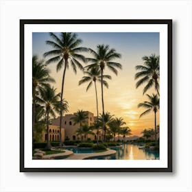 Sunset At The Resort Art Print