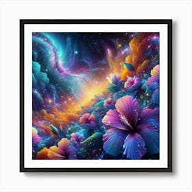 Galaxy Flowers Art Print