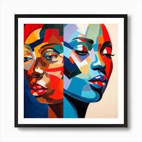 Two Women'S Faces 2 Art Print