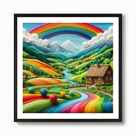 Painting From Rainbow Yarn Art Print