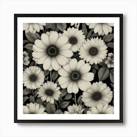 Black And White Daisies Art Print