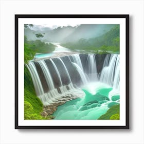 Waterfall In The Jungle 19 Art Print