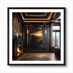 Black And Gold Living Room 5 Art Print