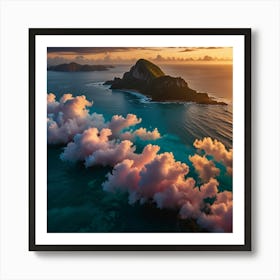 Pink Clouds Over The Ocean Affiche