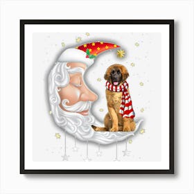 Cute Leonberger With Santa Hat Christmas Dog Lover Art Print