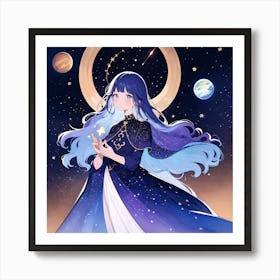 Anime Girl In Space Art Print