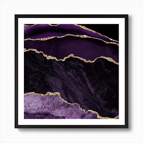 Purple & Gold Agate Texture 02 Art Print