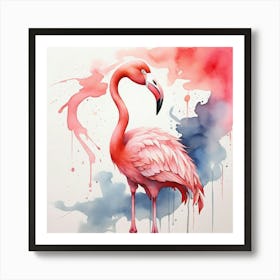 Flamingo Watercolor Painting Art Print