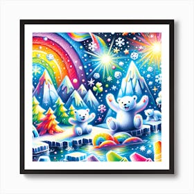 Super Kids Creativity:Polar Bears In The Snow Art Print