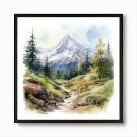 Watercolor Mountain Landscape 1 Art Print