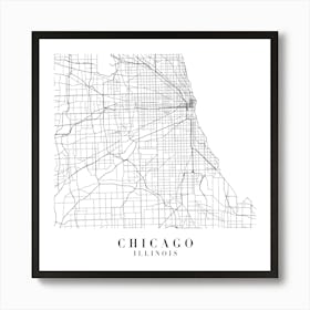 Chicago Illinois Street Map Minimal Square Art Print