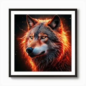 Firefly Majestic Wolf Surrounded By Fiery And Electric Sparks 93764 Art Print