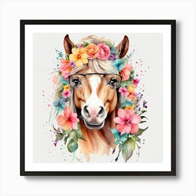 Horse With Flowers 2 Art Print