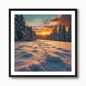 Sunset In The Woods Art Print