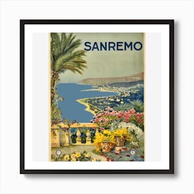 Sanremo Italy Vintage Travel Poster Art Print