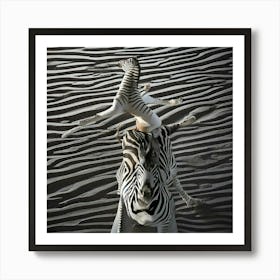 Firefly Zebra, Optical, Illusion, Black, White, Stripes, Horizontal, Mesmerizing, Captivating, Backd (9) Art Print