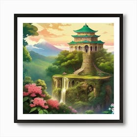 One Tree On The Top Of The Mountain Towering Over Art Print
