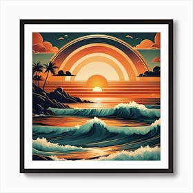 Sunset At The Beach 3 Art Print