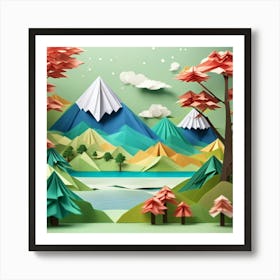 Origami Landscape Art Print
