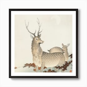 Couple Of Deers By Ohara Koson Vintage Wood Block Reprint Art Print
