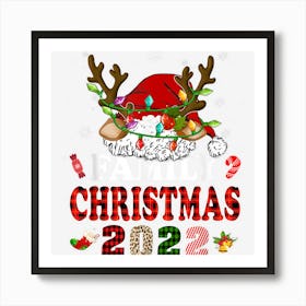 Family Christmas 2022 Santa Hat Reindeer Pajamas Xmas Art Print