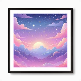 Sky With Twinkling Stars In Pastel Colors Square Composition 77 Art Print