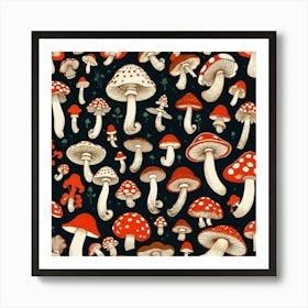 Mushroom Seamless Pattern 4 Art Print