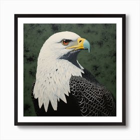 Ohara Koson Inspired Bird Painting Bald Eagle 3 Square Art Print