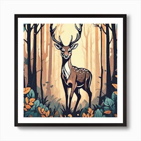 Deer In The Forest 111 Art Print