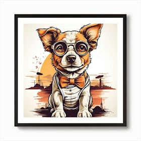 Dog With Glasses Art Print