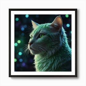 Green Cat Art Print