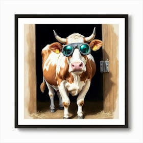 Cow With Sunglasses Art Print