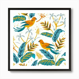 Artwork Backdrop Bird Blue Art Print