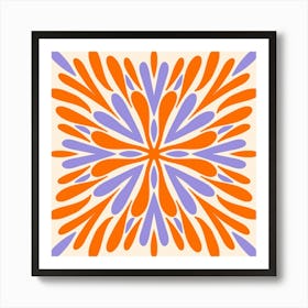 Symmetry Petals - purple and orange Art Print