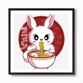 Limited Edition Kawaii Bunny Anime Ramen Japanese Noodles Art Print