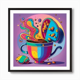 Rainbow Tea Cup Art Print