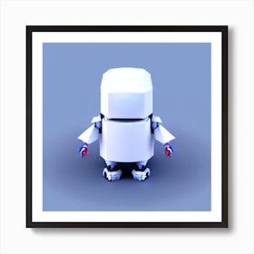 White Robot Low Poly Creatures Art Print